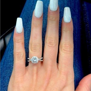 BEAUTIFUL Forever one, lab created diamond (moissanite) engagement ring.